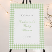 Salie groene Gingham Baby Shower Welkom Bord