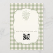 Salie Groene Gingham Bloemen QR Code Bruidsborrel Kaart (Achterkant)