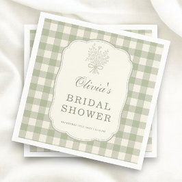 Salie Groene Gingham Bruidsuitnodiging Feest Servet