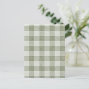 Salie groene Gingham Buffalo geruite Linnen Textuu Briefkaart