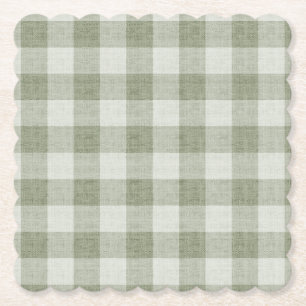 Salie groene gingham Buffalo geruite linnen textuu Kartonnen Onderzetters