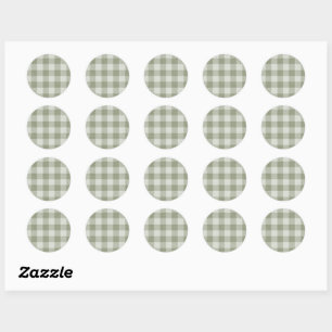 Salie groene gingham Buffalo geruite linnen textuu Ronde Sticker