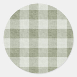 Salie groene gingham Buffalo geruite linnen textuu Ronde Sticker