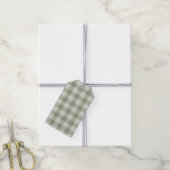 Salie Groene Gingham Buffalo Rut Linnen Textuur Cadeaulabel (Met Touw)