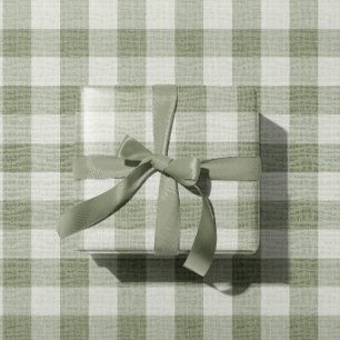 Salie Groene Gingham Buffalo Rut Linnen Textuur Cadeaupapier