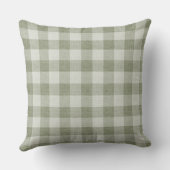 Salie Groene Gingham Buffalo Rut Linnen Textuur Kussen (Achterkant)