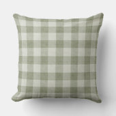 Salie Groene Gingham Buffalo Rut Linnen Textuur Kussen (Voorkant)