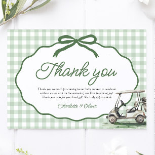 Salie Groene Gingham Frame Boog Golf Nieuw bij de  Bedankkaart