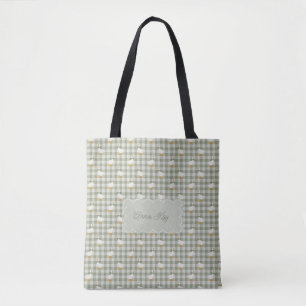 Salie Groene Gingham Gans Buffalo Geruit Aangepast Tote Bag