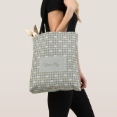 Salie Groene Gingham Gans Buffalo Geruit Aangepast Tote Bag (Dichtbij)