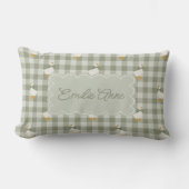 Salie Groene Gingham Gans Buffalo Rut Custom Naam Kussen (Voorkant)
