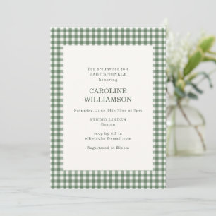 Salie Groene Gingham Geruite Retro Baby Sprinkle Kaart