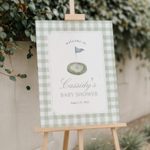 Salie groene Gingham Golf Baby Shower Welkom Bord
