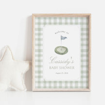 Salie Groene Gingham Golf Baby Shower Welkom Bord