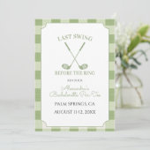 Salie Groene Gingham Golf Bachelorette Kaart (Staand voorkant)