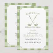 Salie Groene Gingham Golf Bachelorette Kaart (Voorkant / Achterkant)