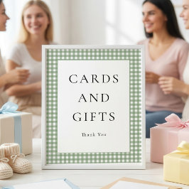 Salie Groene Gingham Kaarten Cadeaus Baby Shower B Poster