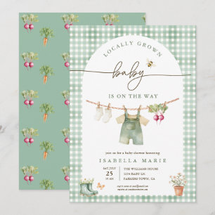 Salie groene Gingham Lokaal Geteelde Baby Borrel Kaart