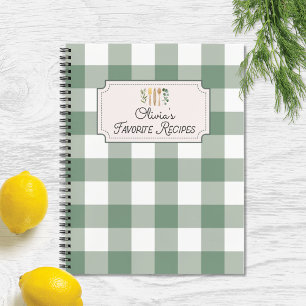 Salie Groene Gingham Patroon Receptenboek Notitieboek
