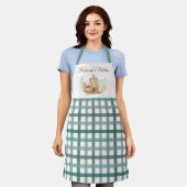 Salie Groene Gingham Plaid Patroon Bakbenodigdhede Schort (Gedragen)