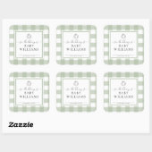 Salie groene gingham pompoen bibliotheek boekplaat vierkante sticker (Vel)