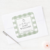 Salie groene gingham pompoen bibliotheek boekplaat vierkante sticker (Envelop)