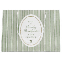 Salie Groene Gingham Strik Favor Baby Shower Ontva