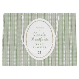 Salie Groene Gingham Strik Favor Baby Shower Ontva Groot Cadeauzakje