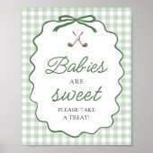 Salie Groene Gingham Strik Golf Baby's zijn Zoete Poster (Voorkant)