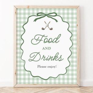 Salie Groene Gingham Strik Golf Eten en Drinken Bo Poster