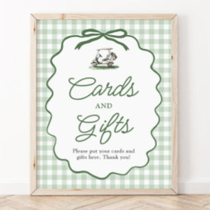 Salie Groene Gingham Strik Golf Kaarten en Cadeaus Poster
