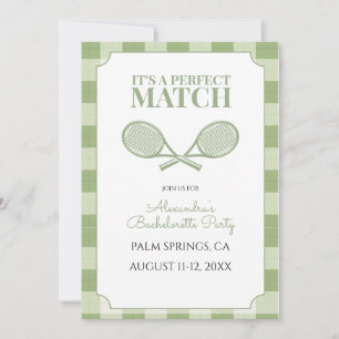 Salie Groene Gingham Tennis Bachelorette Kaart