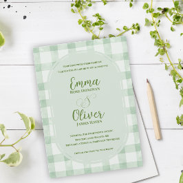 Salie groene Gingham Trouwfeest Tuinfeest Kaart