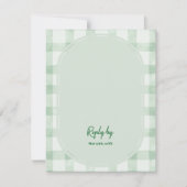 Salie Groene Gingham Tuinfeest Bruiloft Antwoord D (Voorkant)