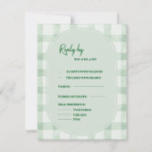 Salie Groene Gingham Tuinfeest Bruiloft Antwoord D (Achterkant)
