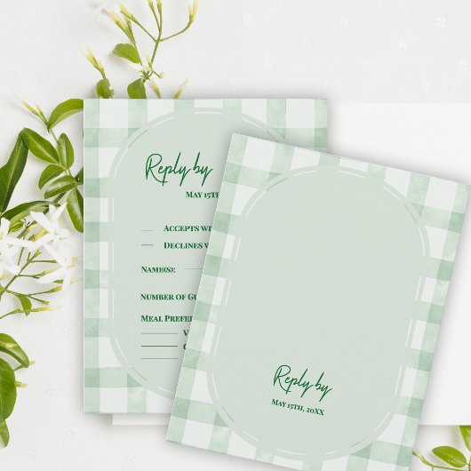 Salie Groene Gingham Tuinfeest Bruiloft Antwoord D