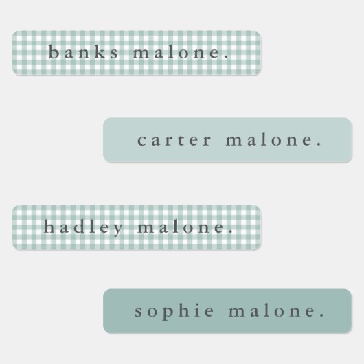 Salie Groene Gingham Waterdichte Naam Labels (Groep)