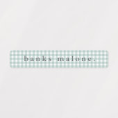 Salie Groene Gingham Waterdichte Naam Labels (Design 1)