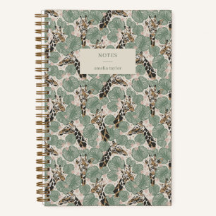 Salie Groene Giraffe Tropische Botanische Notities Notitieboek