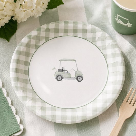 Salie groene golf baby shower bord