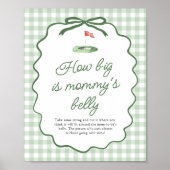 Salie Groene Golf Gingham Hoe groot is mama's buik Poster (Voorkant)