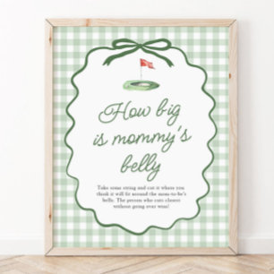 Salie Groene Golf Gingham Hoe groot is mama's buik Poster