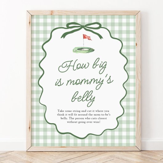 Salie Groene Golf Gingham Hoe groot is mama's buik Poster