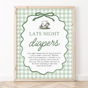 Salie Groene Golf Late Night Luiers Baby Shower Poster