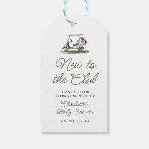 Salie Groene Golf Nieuw bij de Club Baby Shower Cadeaulabel