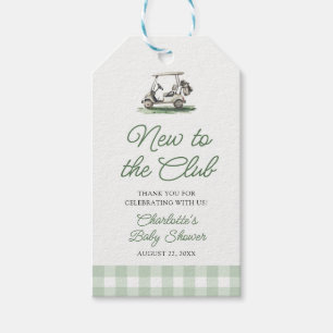 Salie Groene Golf Nieuw bij de Club Baby Shower Cadeaulabel
