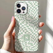 Salie Groene Golfde Geruite Monogram Case-Mate iPhone Case