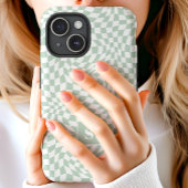 Salie Groene Golfde Geruite Monogram Case-Mate iPhone Case