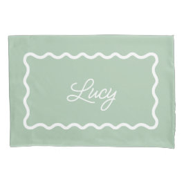 Salie Groene Golfplaat Frame Monogram Kussensloop
