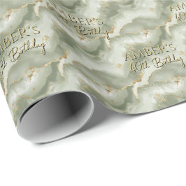 Salie Groene Goud Abstract Marmer Ontwerp Cadeaupapier